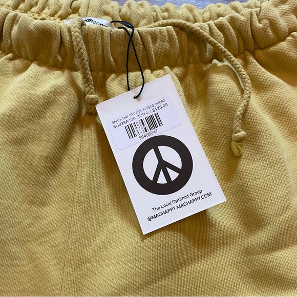 Madhappy Yellow Earth Day Organic Cotton Fleece Shorts size Large NWT - Picture 3 of 6